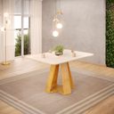 Ver imagem 1 de Mesa de Jantar Retangular Tampo Chanfrado Curvo 120x90 Dj Móveis Kiara Cedro Off White