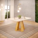 Ver imagem 1 de Mesa de Jantar Retangular Tampo Chanfrado Curvo 120x90 Dj Móveis Kiara Cedro Off White