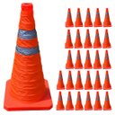 Ver imagem 1 de Cone Retratil Sinalizador Viario Kit 26 Uni Baliza Portatil Estrada Obra Flexivel Rodovia Segurança