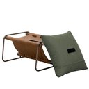 Ver imagem 7 de Kit Poltrona com Puff Turim Base Aço Titânio Recouro Camel Linho Verde - Nexta Casa