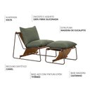 Ver imagem 3 de Kit Poltrona com Puff Turim Base Aço Titânio Recouro Camel Linho Verde - Nexta Casa