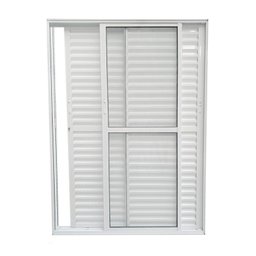 Porta Balcão de Alumínio 3 Folhas Móveis 210 x 150cm com Fechadura Linha 25 Esquadrias Bergamo - 2