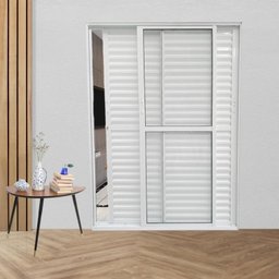 Porta Balcão de Alumínio 3 Folhas Móveis 210 x 150cm com Fechadura Linha 25 Esquadrias Bergamo - 1