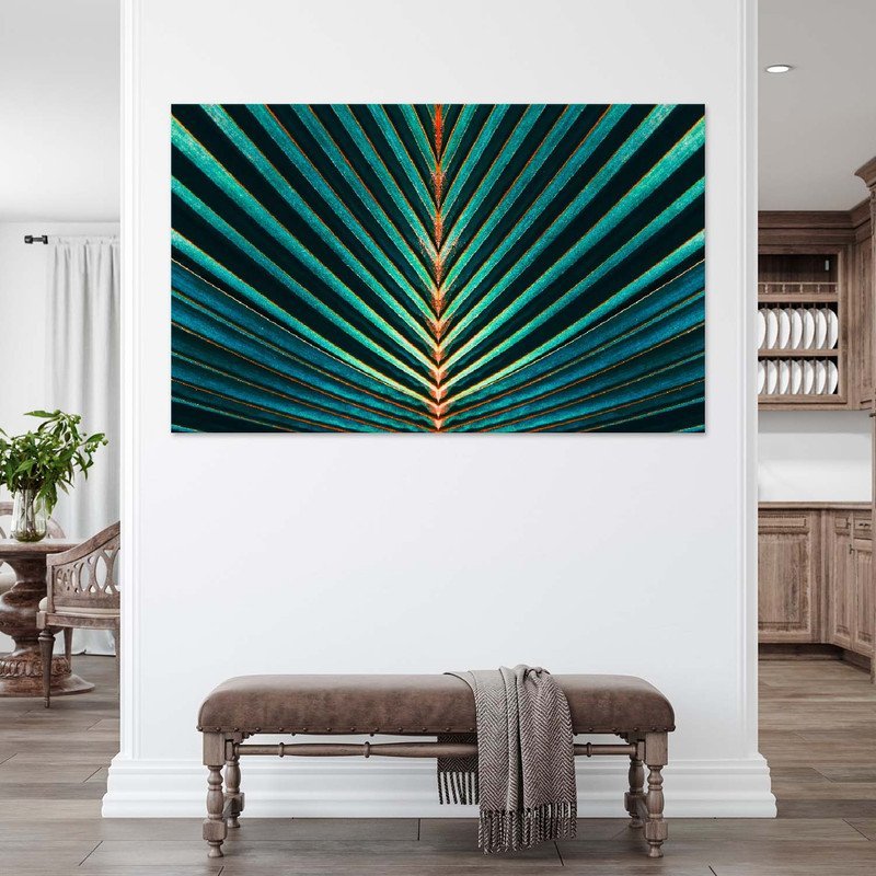 Quadro Decorativo Tela Canvas Flores e Folhas Palm Tree - 150x80 Cm - 3