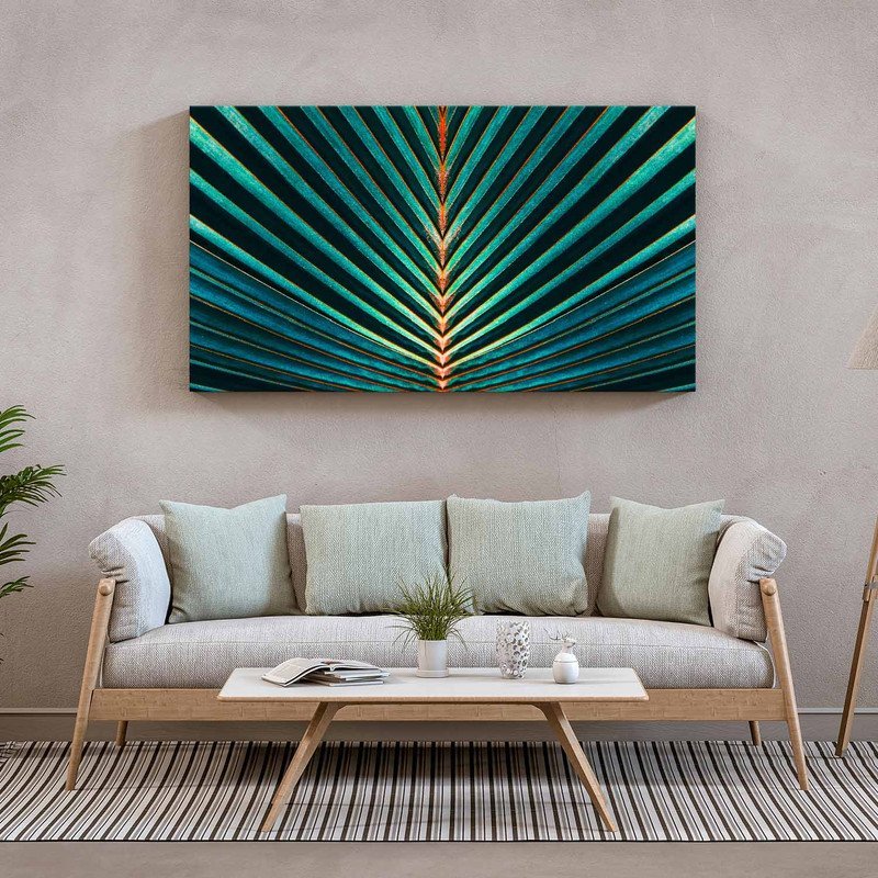 Quadro Decorativo Tela Canvas Flores e Folhas Palm Tree - 150x80 Cm - 1