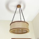 Ver imagem 2 de Luminária Lustre Pendente Rústico Retro Madeira Sisal 35cm