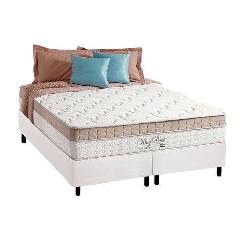 Cama Box Queen: Colchão Molas Anjos Superlastic King Best + Base CRC Courano Branco(158x198)