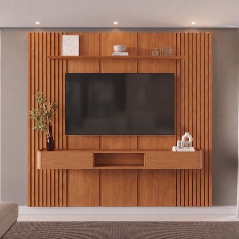 Conjunto Painel Union + Nicho Union Painel 234 cm Nicho Naturalle 2 Gavetas Mavaular