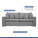 Ver imagem 2 de Sofá Retrátil 200cm 3 Lugares Molas Bonnel Linho Cinza Barcelona