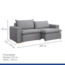Ver imagem 5 de Sofá Retrátil 200cm 3 Lugares Molas Bonnel Linho Cinza Barcelona