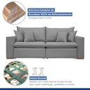 Ver imagem 4 de Sofá Retrátil 200cm 3 Lugares Molas Bonnel Linho Cinza Barcelona