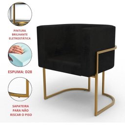 Poltrona Estofada Decorativa Pé de Ferro Estilo Industrial:preto - 5