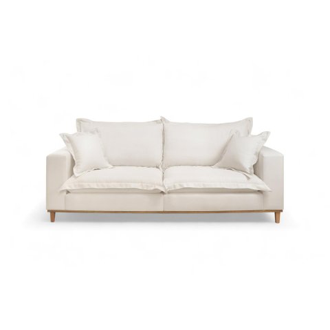 Sofá Fixo Odisseu 2 Lugares 1,60m Castellar Móbile Veludo Bege Claro