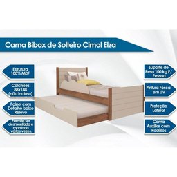 Colchão Solteiro Pérola Gray Polar (2un) + Bicama Elza Branco - 3