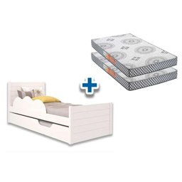 Colchão Solteiro Pérola Gray Polar (2un) + Bicama Elza Branco - 1