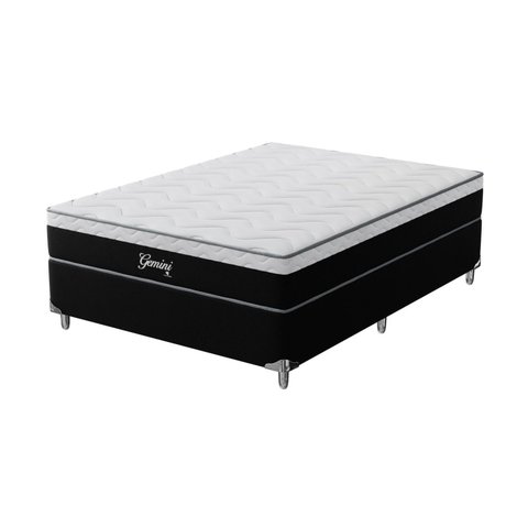Cama Box Viúva Molas Ensacadas Gemini 128x188x68 Montreal Branco/Preto