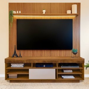 Rack com Painel para TV até 75 Polegadas com LED Impressão Ripada 3D Treviso/Liverpool
