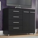 Ver imagem 1 de Cômoda 4 Gavetas e 2 Portas - Preto Gisele