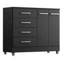 Ver imagem 3 de Cômoda 4 Gavetas e 2 Portas - Preto Gisele