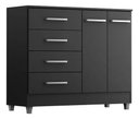 Ver imagem 3 de Cômoda 4 Gavetas e 2 Portas - Preto Gisele