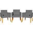 Ver imagem 2 de Kit 3 Poltronas Decorativa para Sala Recepção Consultório Escritório Nina Tecido Suede