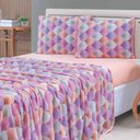 Ver imagem 3 de Jogo de Lençol Luar Casal 4 Peças Malha 100% Algodão Estampado Salmão Geométrico