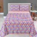 Ver imagem 2 de Jogo de Lençol Luar Casal 4 Peças Malha 100% Algodão Estampado Salmão Geométrico