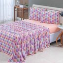 Ver imagem 4 de Jogo de Lençol Luar Casal 4 Peças Malha 100% Algodão Estampado Salmão Geométrico