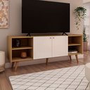 Ver imagem 1 de Rack para Tv até 60 Polegadas Vértice 2 Portas 100% Mdf Cinamomo/off White - Genialflex