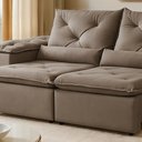 Ver imagem 6 de Sofá Retrátil e Reclinável 3 Lugares Suede Londres 196cm Yescasa Bege