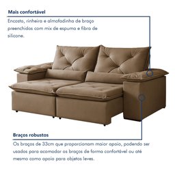 Sofá Retrátil e Reclinável 2 Lugares 196cm Londres - 8