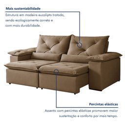 Sofá Retrátil e Reclinável 2 Lugares 196cm Londres - 7