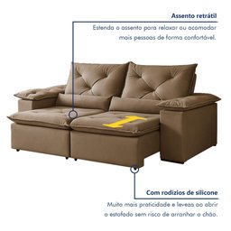 Sofá Retrátil e Reclinável 2 Lugares 196cm Londres - 6