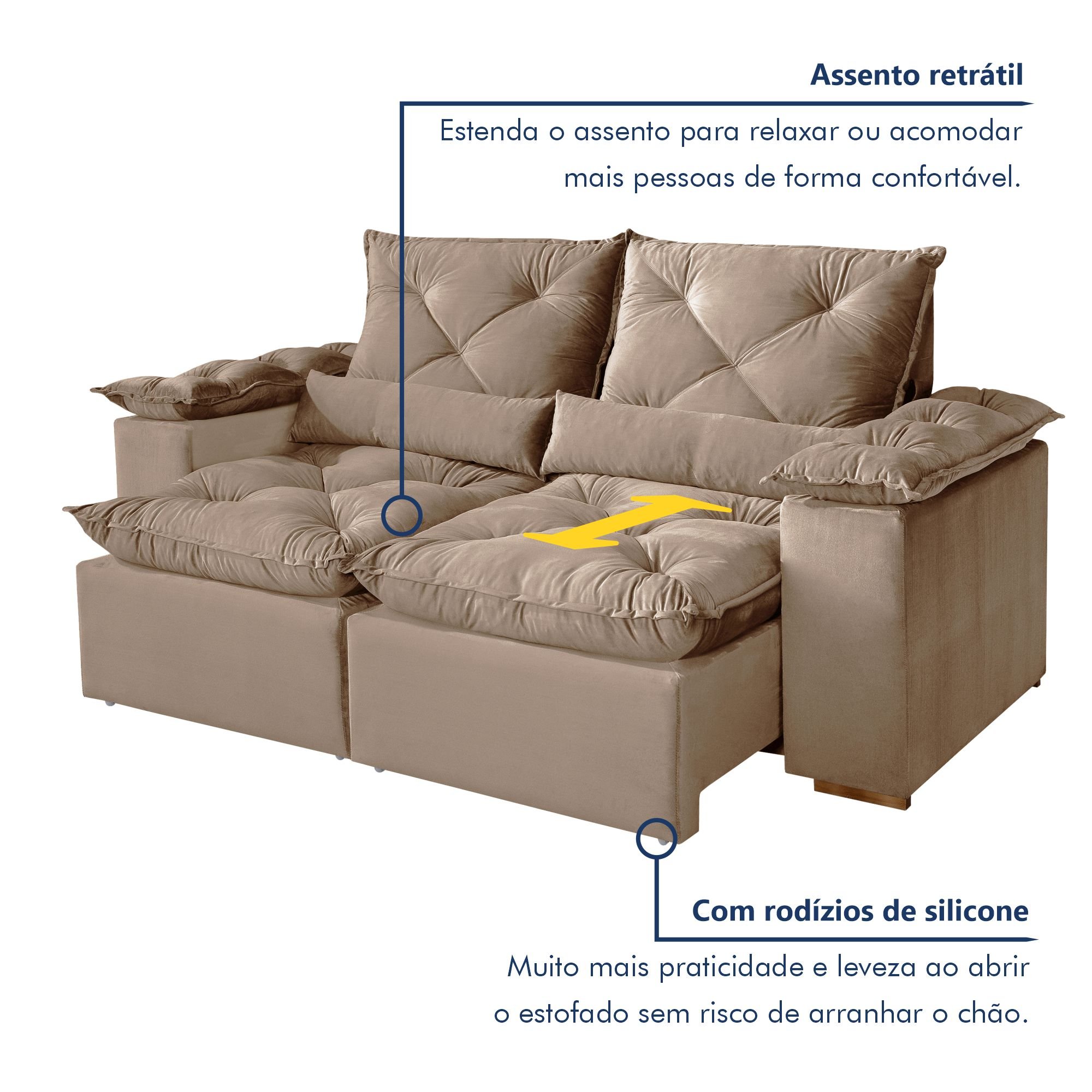 Sofá Retrátil e Reclinável 3 Lugares 196cm Londres - 3