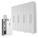 Ver imagem 6 de Guarda Roupa Casal Porto 8 Portas 4 Gavetas e Armário Multiuso Florença Branco Tx – Aramóveis