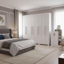 Ver imagem 5 de Guarda Roupa Casal Porto 8 Portas 4 Gavetas e Armário Multiuso Florença Branco Tx – Aramóveis