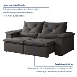 Sofá Retrátil e Reclinável 2 Lugares 196cm Londres - 7