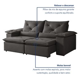 Sofá Retrátil e Reclinável 2 Lugares 196cm Londres - 9