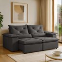Ver imagem 1 de Sofá Retrátil e Reclinável 3 Lugares Suede Londres 196cm Yescasa Cinza