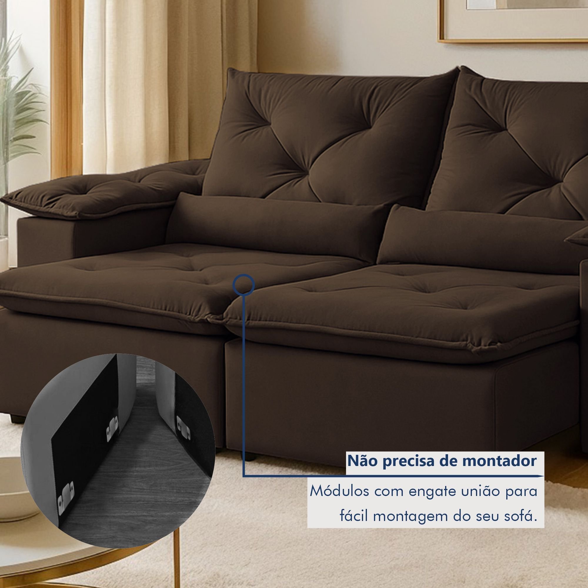 Sofá Retrátil e Reclinável 2 Lugares Suede Londres 196cm Yescasa