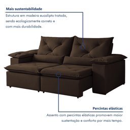 Sofá Retrátil e Reclinável 2 Lugares 196cm Londres - 7