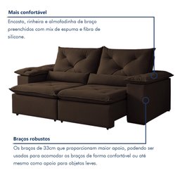 Sofá Retrátil e Reclinável 2 Lugares 196cm Londres - 8