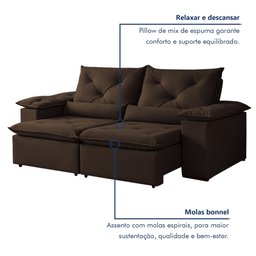 Sofá Retrátil e Reclinável 2 Lugares 196cm Londres - 9