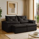 Ver imagem 1 de Sofá Retrátil e Reclinável 3 Lugares Suede Londres 196cm Yescasa Preto