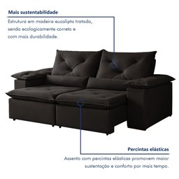 Sofá Retrátil e Reclinável 2 Lugares 196cm Londres - 7