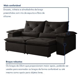 Sofá Retrátil e Reclinável 2 Lugares 196cm Londres - 8