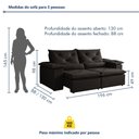 Ver imagem 4 de Sofá Retrátil e Reclinável 3 Lugares Suede Londres 196cm Yescasa Preto