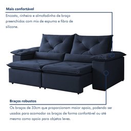 Sofá Retrátil e Reclinável 2 Lugares 196cm Londres - 8