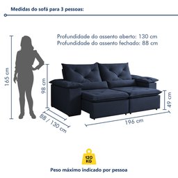 Sofá Retrátil e Reclinável 2 Lugares 196cm Londres - 4