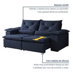 Sofá Retrátil e Reclinável 2 Lugares 196cm Londres - 6